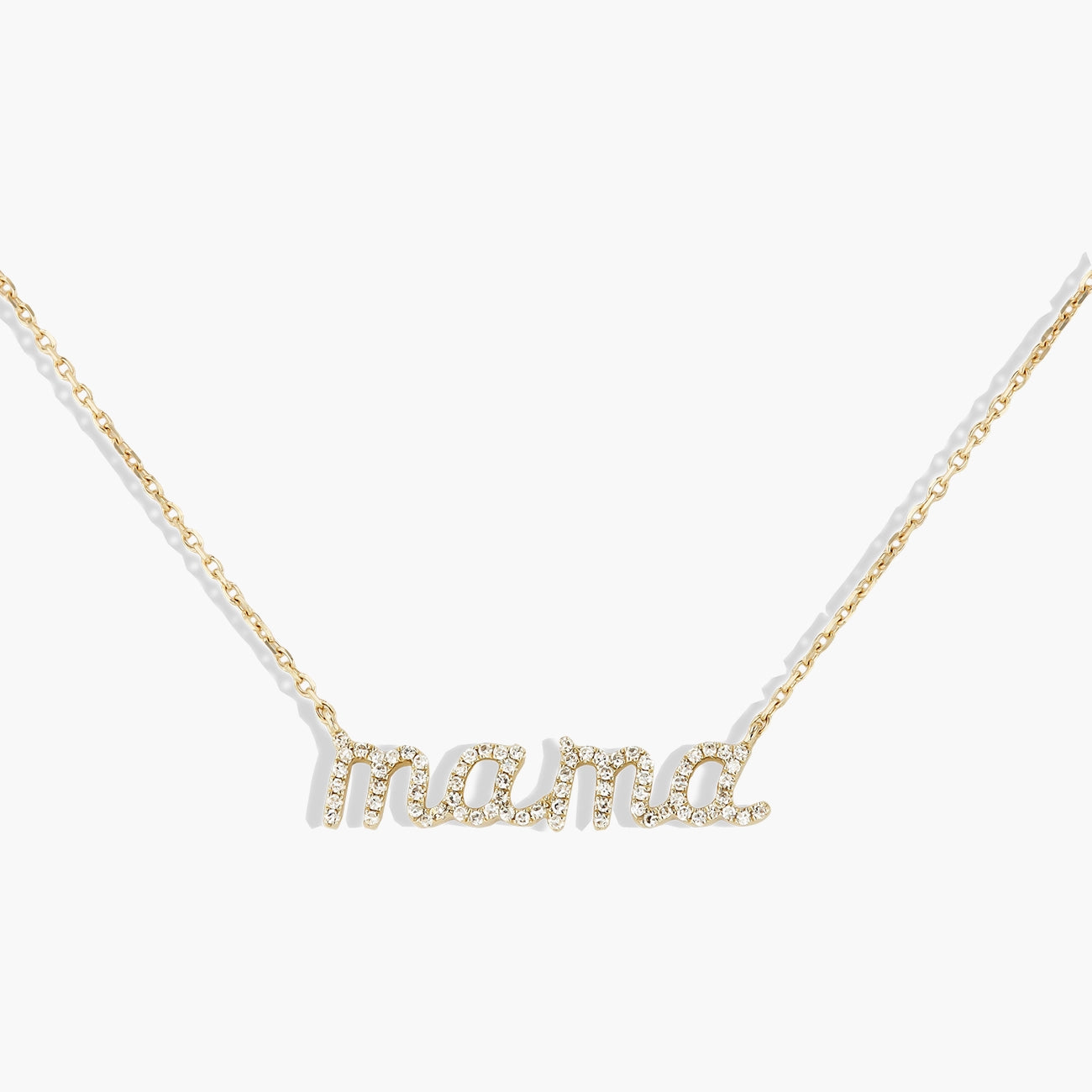 Diamond Pavé Mama Script Pendant Necklace