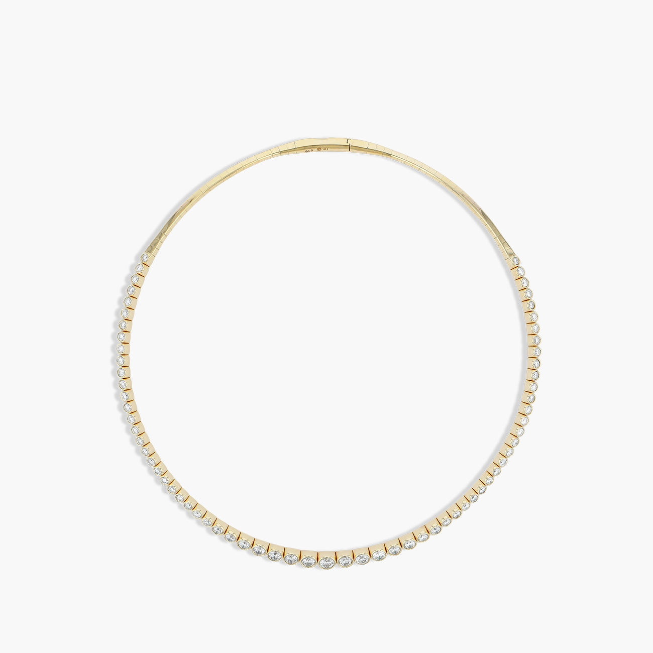 Yellow gold Graduated Diamond Bezel Set Collar Necklace