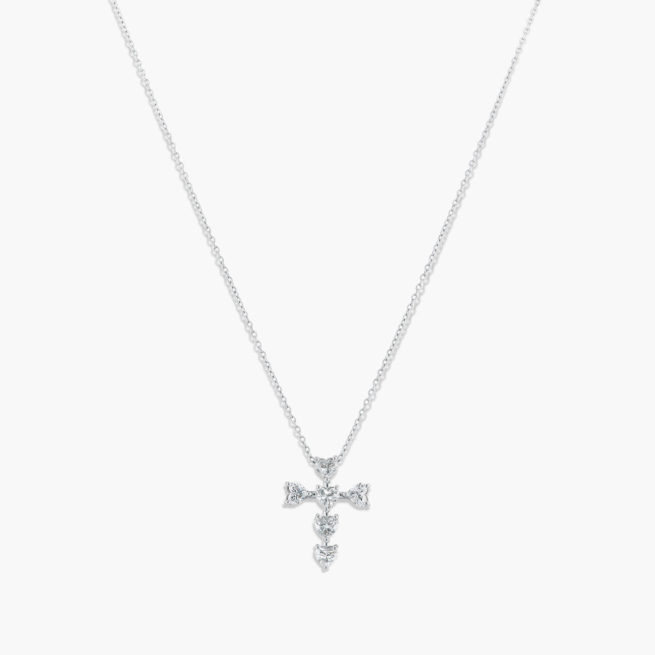 1.19 Carat Heart Cross Diamond Pendant in 18K White Gold