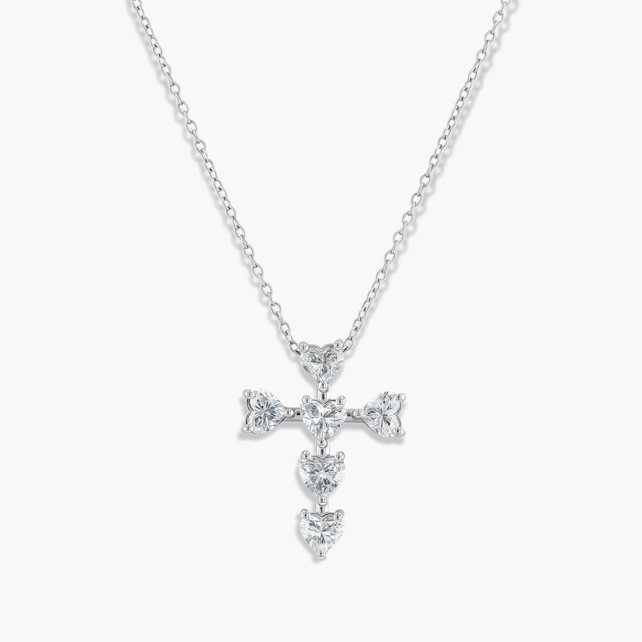 1.19 Carat Heart Cross Diamond Pendant in 18K White Gold
