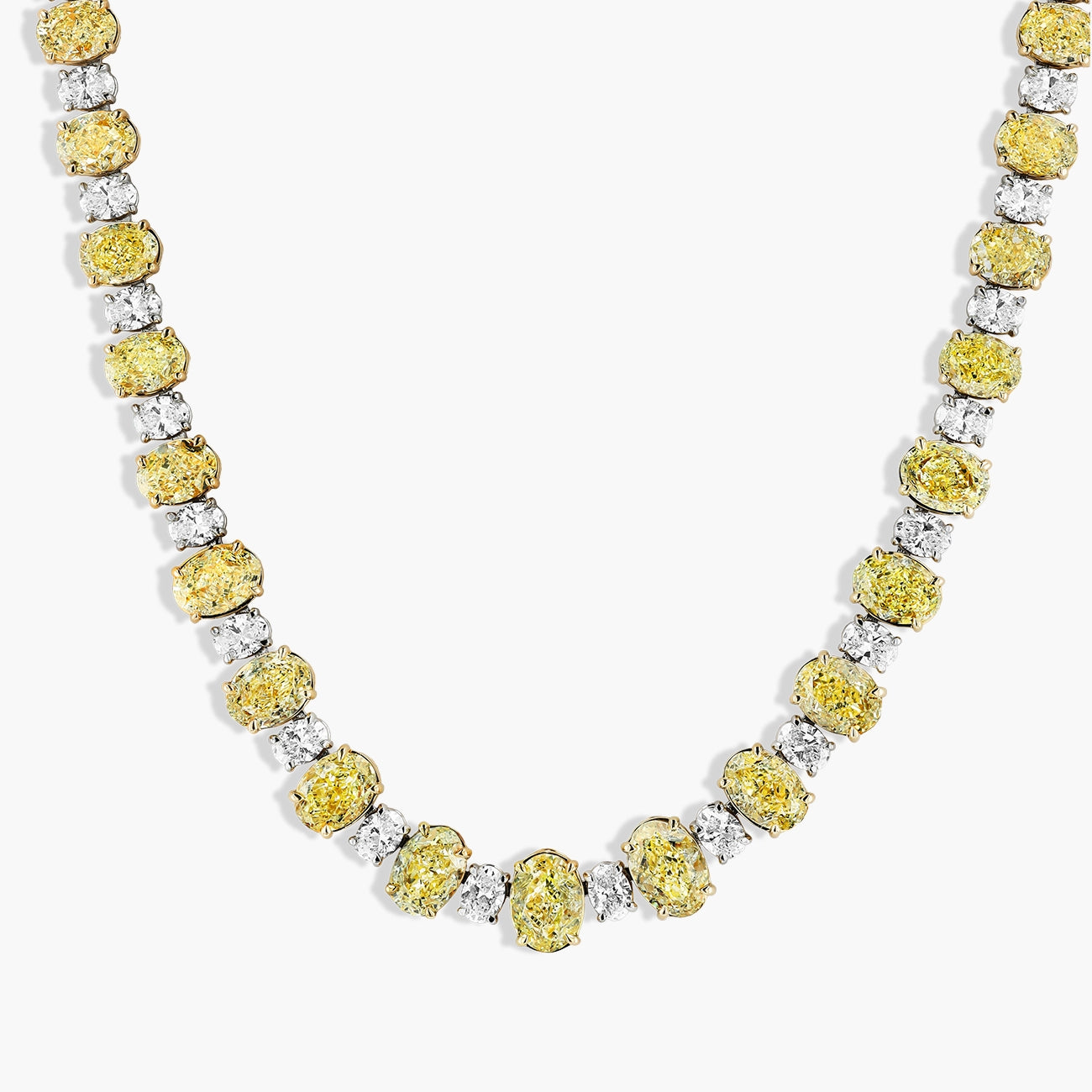 70 Carat Alternating Yellow and White Diamond Necklace