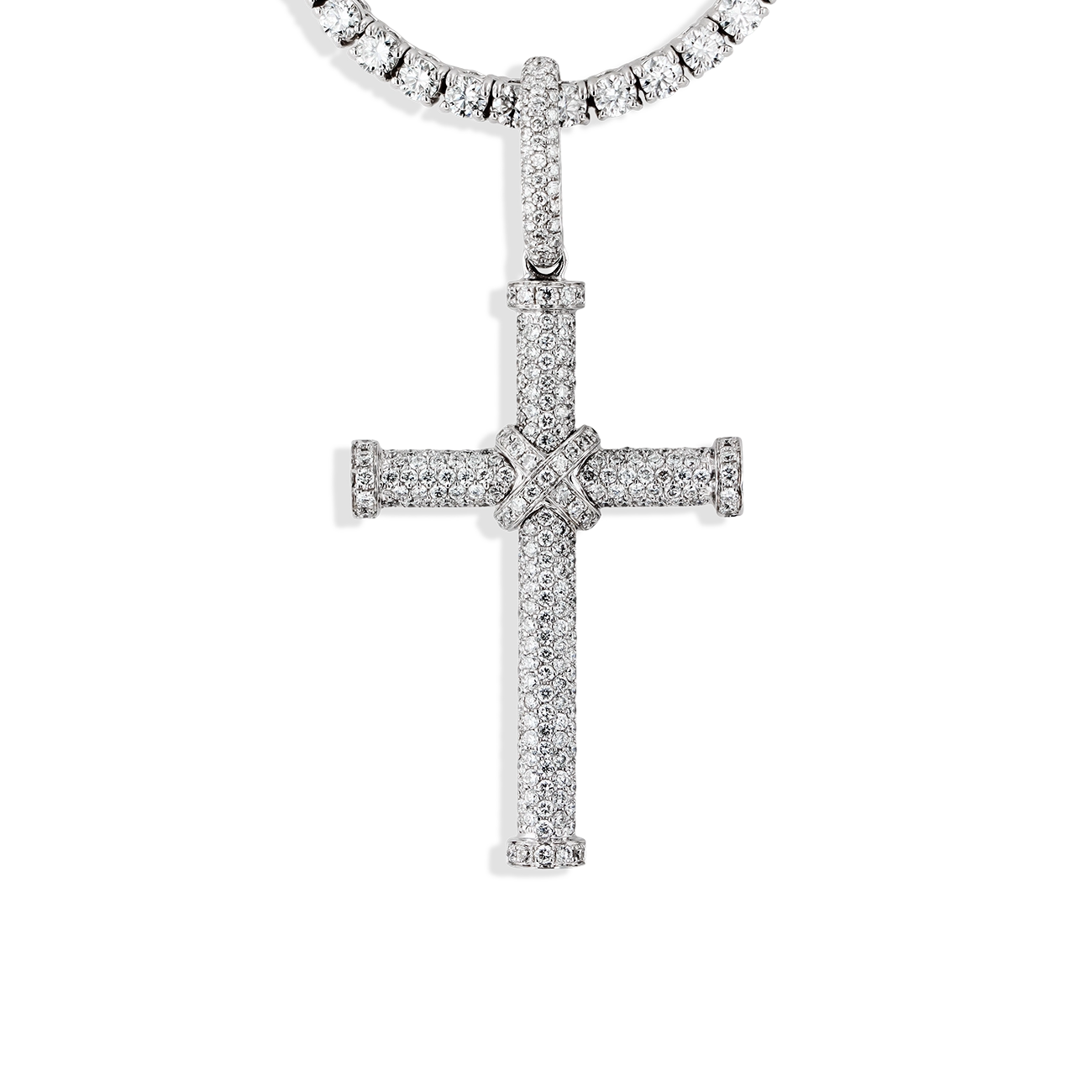 Custom Large Bail Diamond Cross Pendant