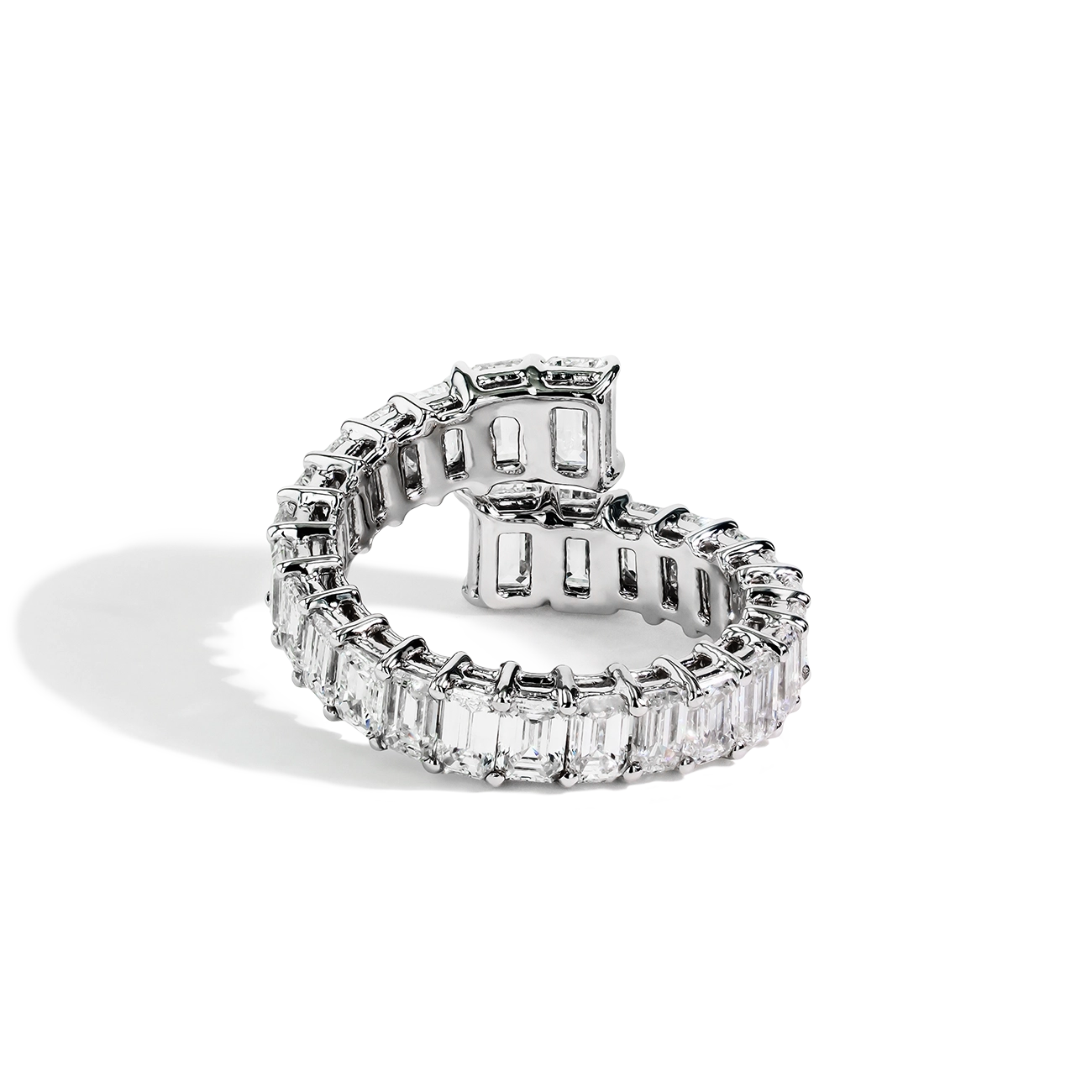 Emerald-Cut Diamond Bypass Ring