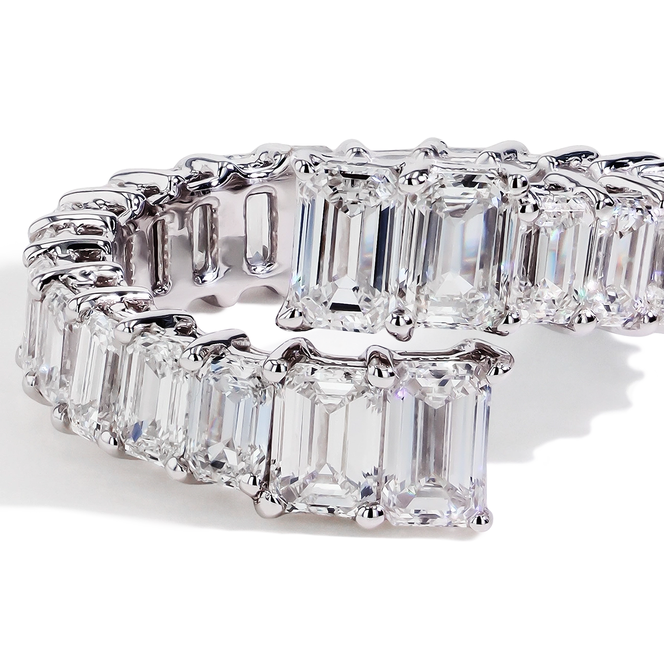 Emerald-Cut Diamond Bypass Ring