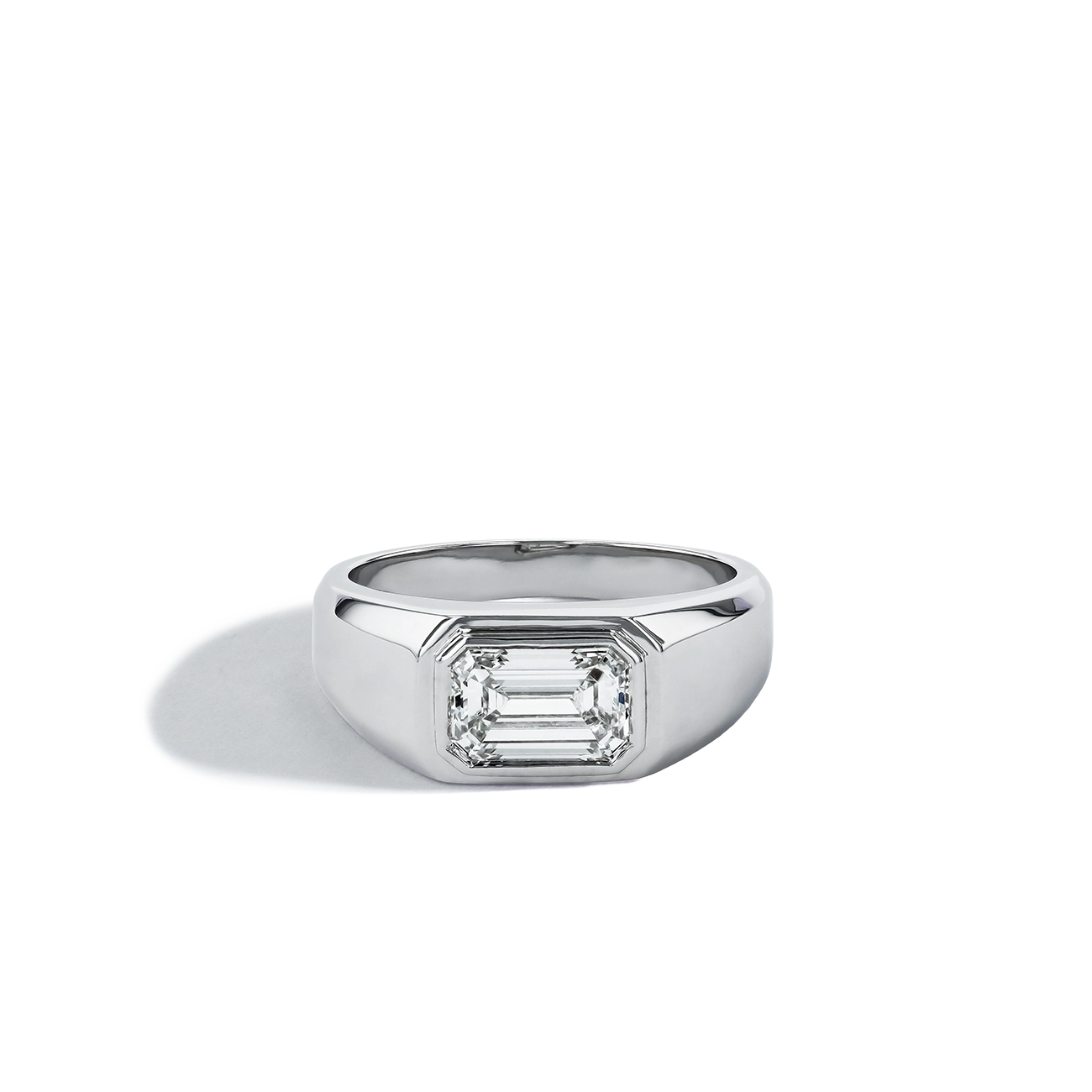 2 Carat Lab Emerald-Cut Lab Diamond Signet Ring