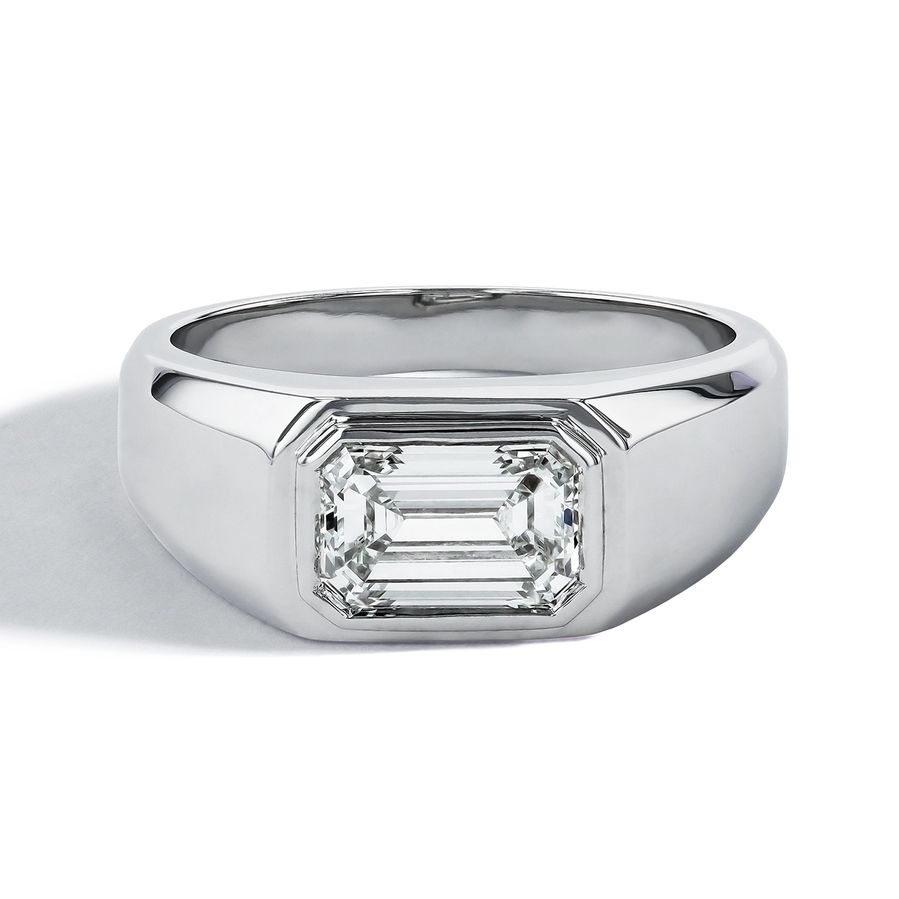 2 Carat Lab Emerald-Cut Lab Diamond Signet Ring
