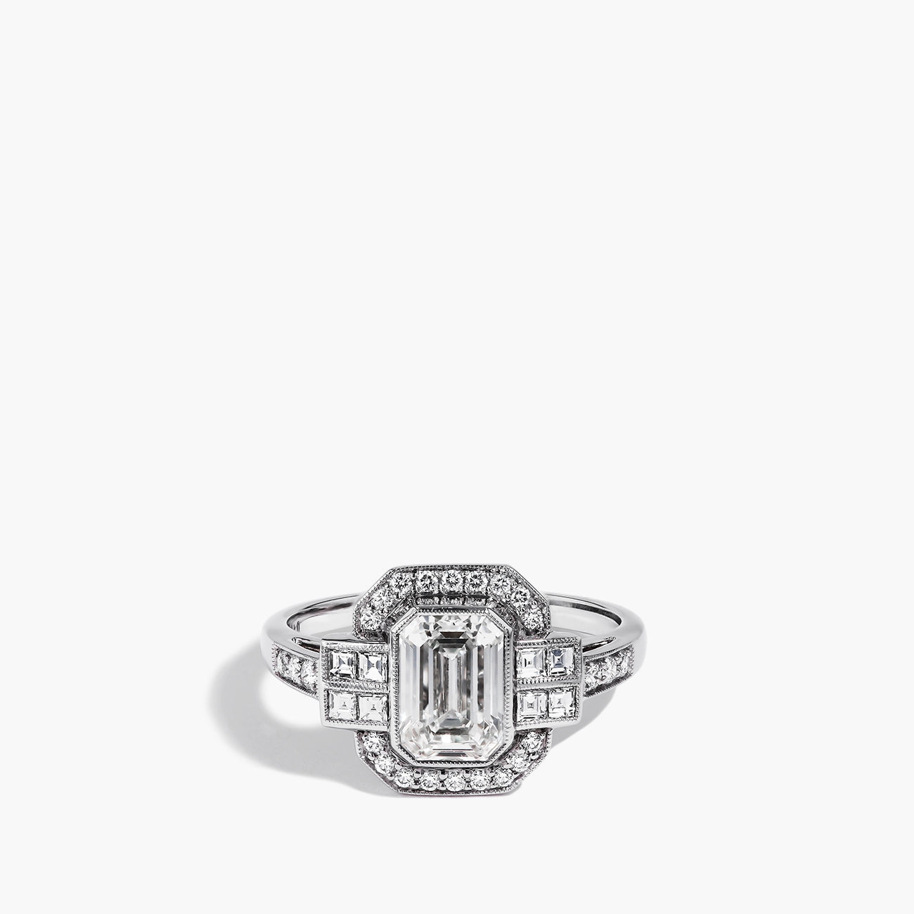 Emerald-Cut Diamond Halo Ring