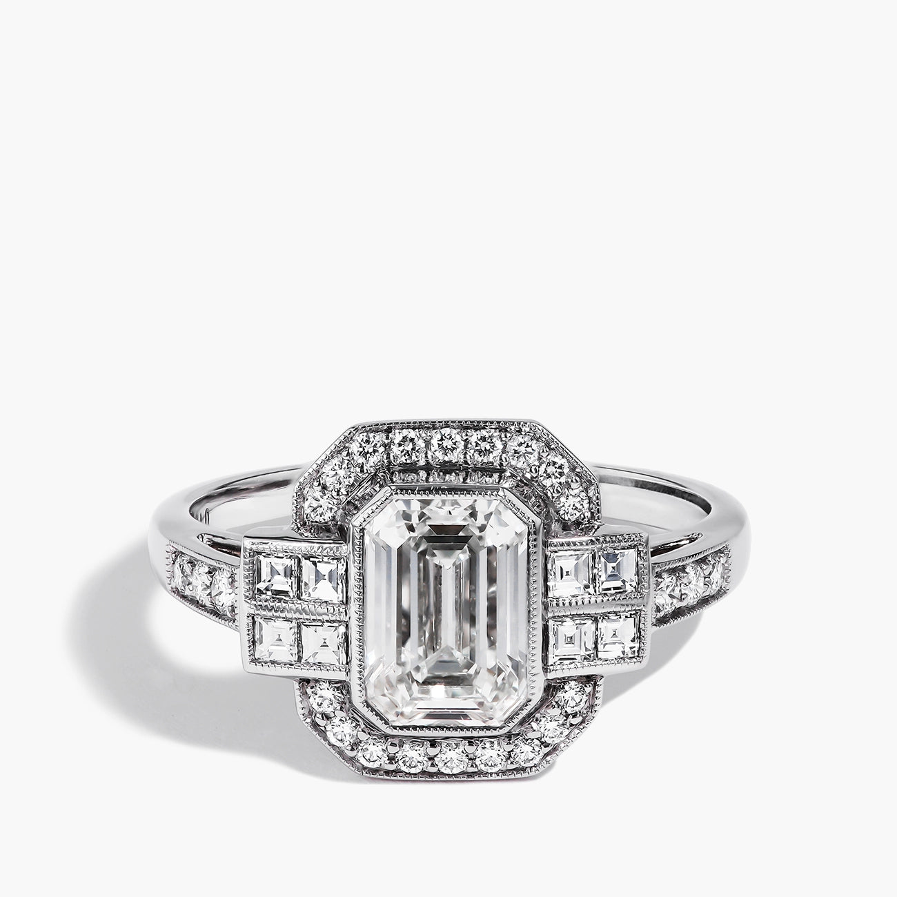 Emerald-Cut Diamond Halo Ring