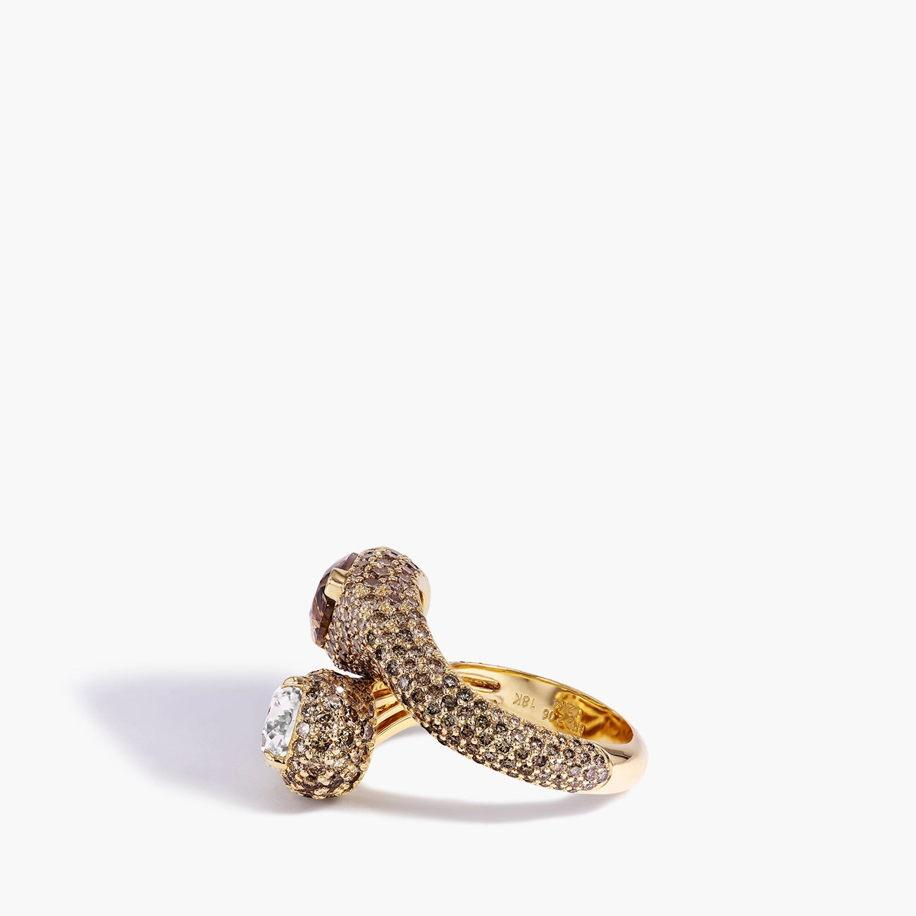 Cognac and White Diamond Bypass Ring