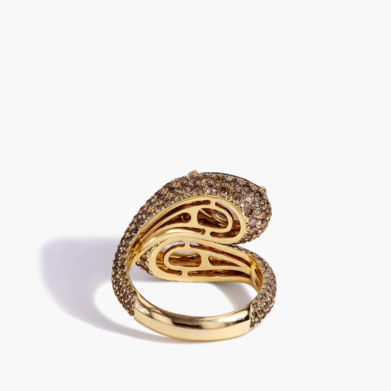Cognac and White Diamond Bypass Ring