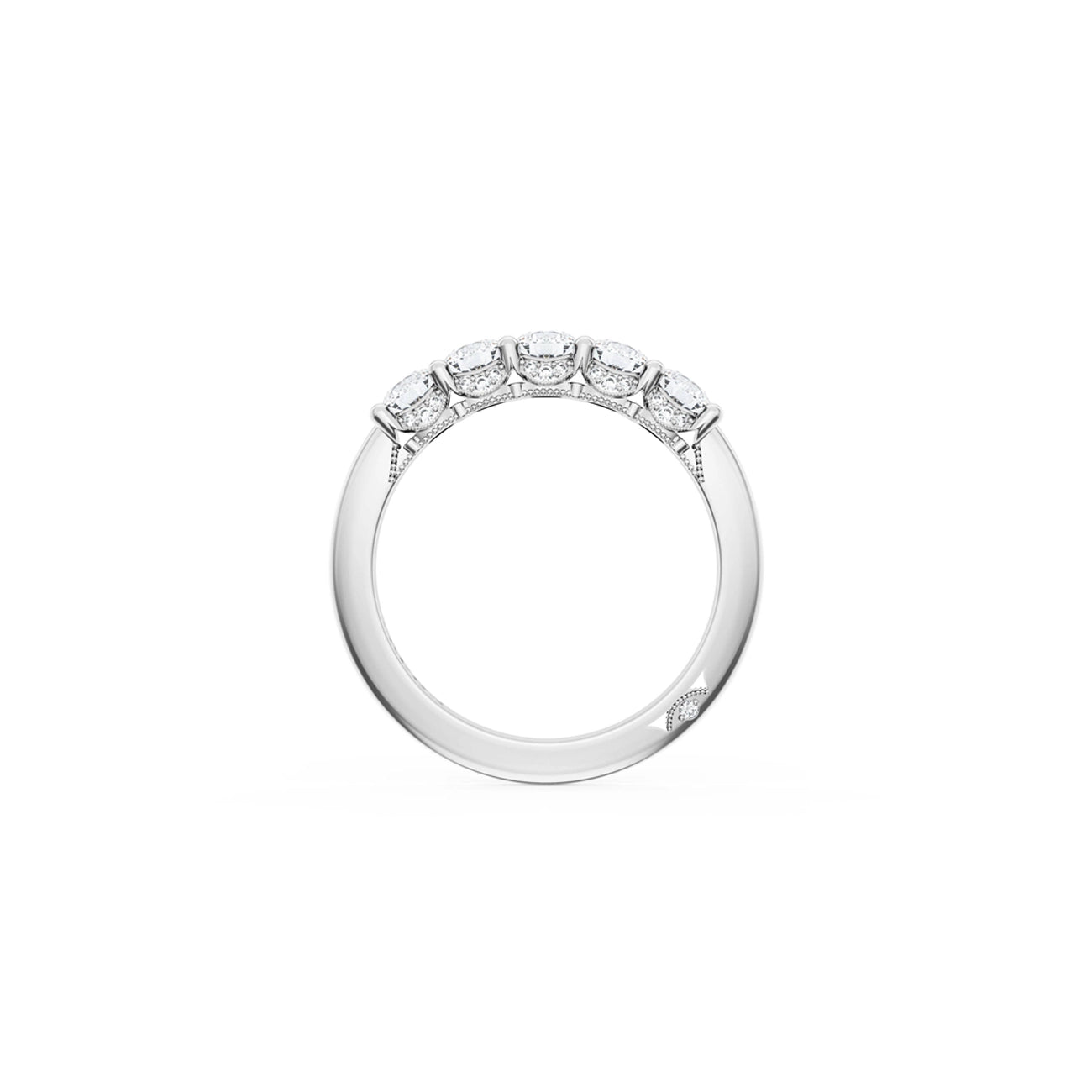Tacori Crescent RoyalT Platinum 1/4 Diamond Wedding Band