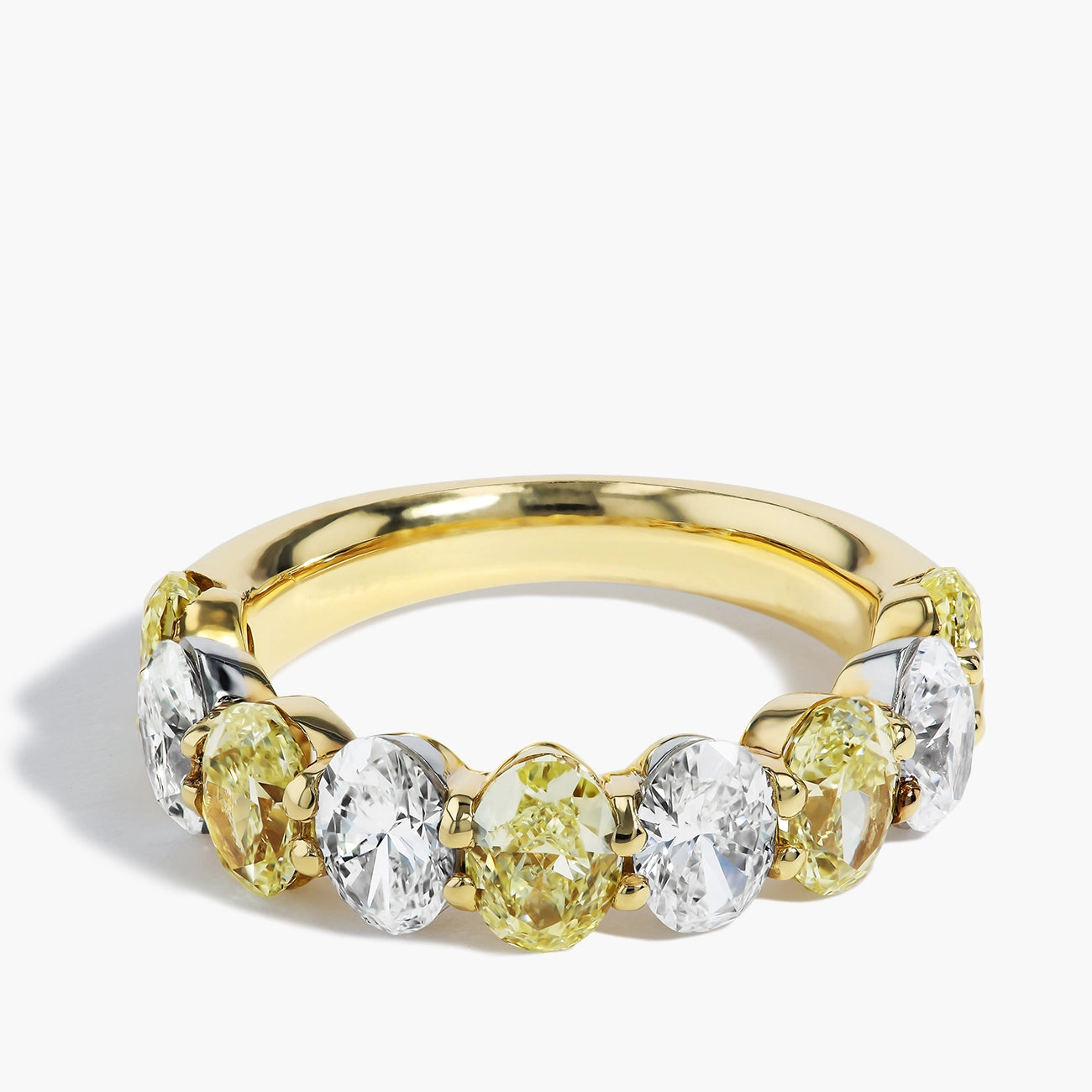 Yellow and White Oval-Cut Alternating Diamond Ring