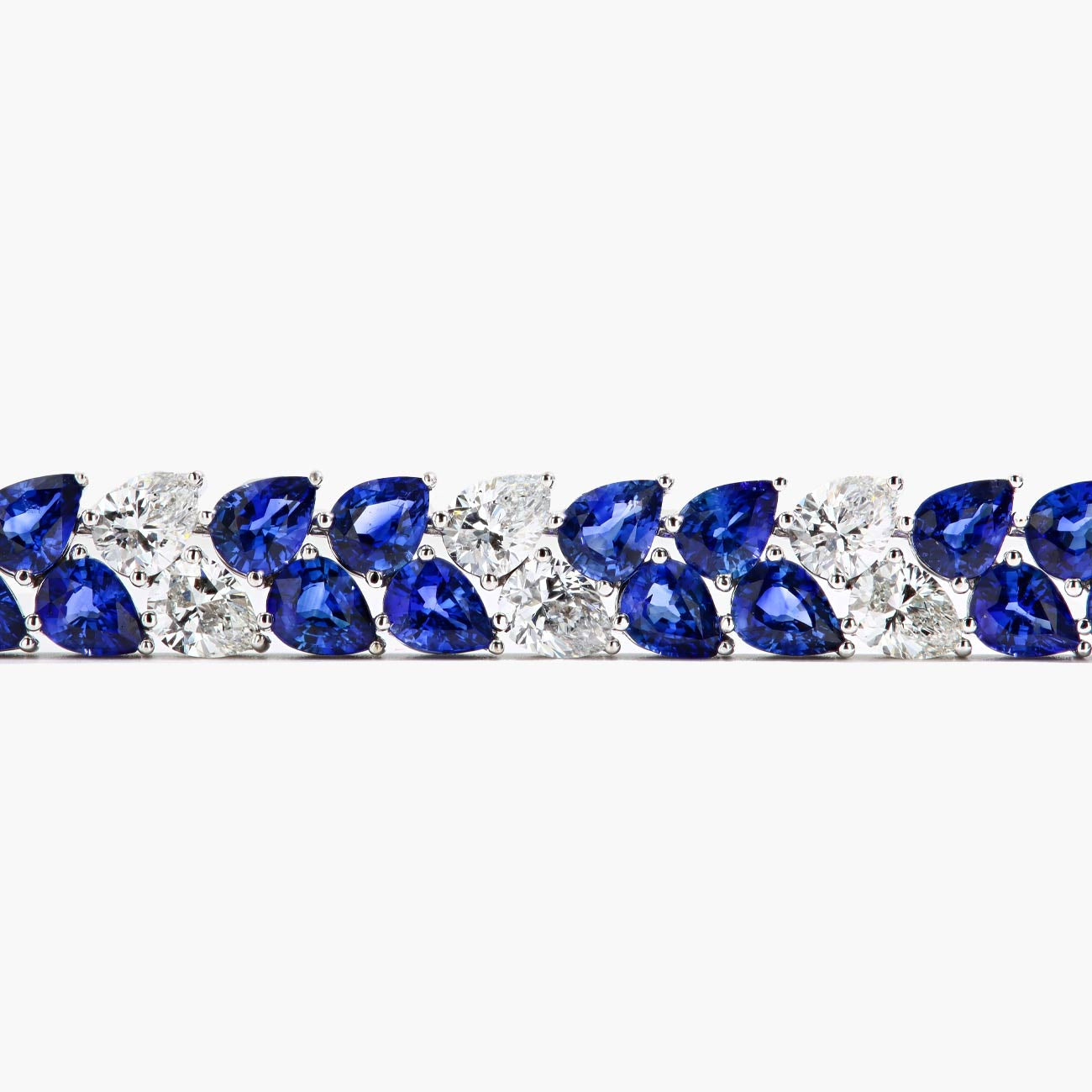 Blue Sapphire and Diamond Pear Double Row Bracelet