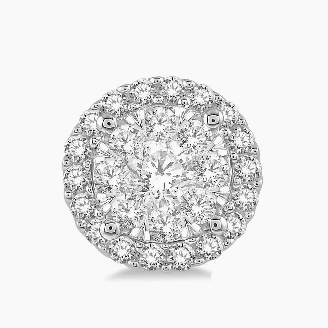 .50 Carat Round Halo Illusion Diamond Stud Earrings in 14k White Gold