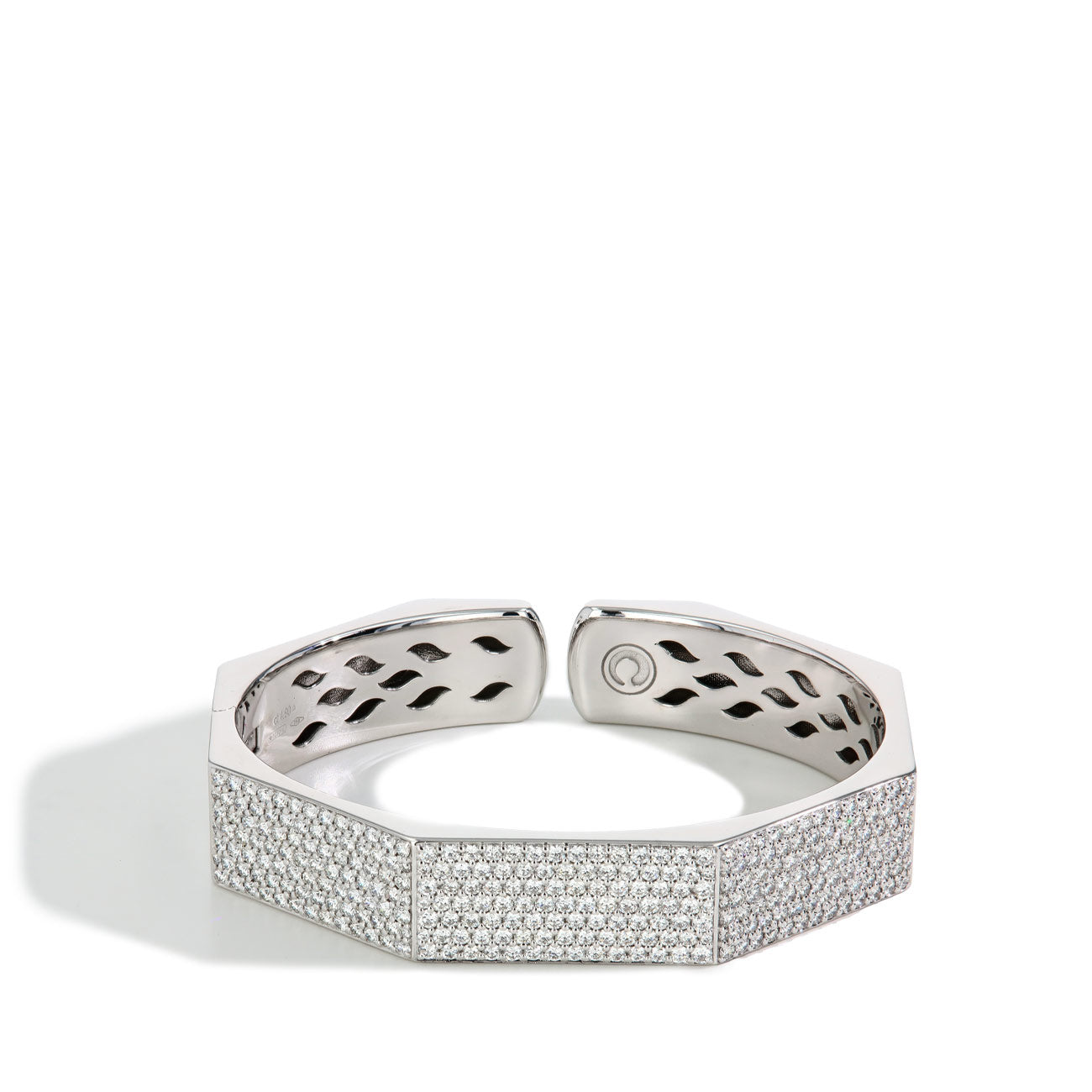 Wide Octagon Diamond Bangle Bracelet