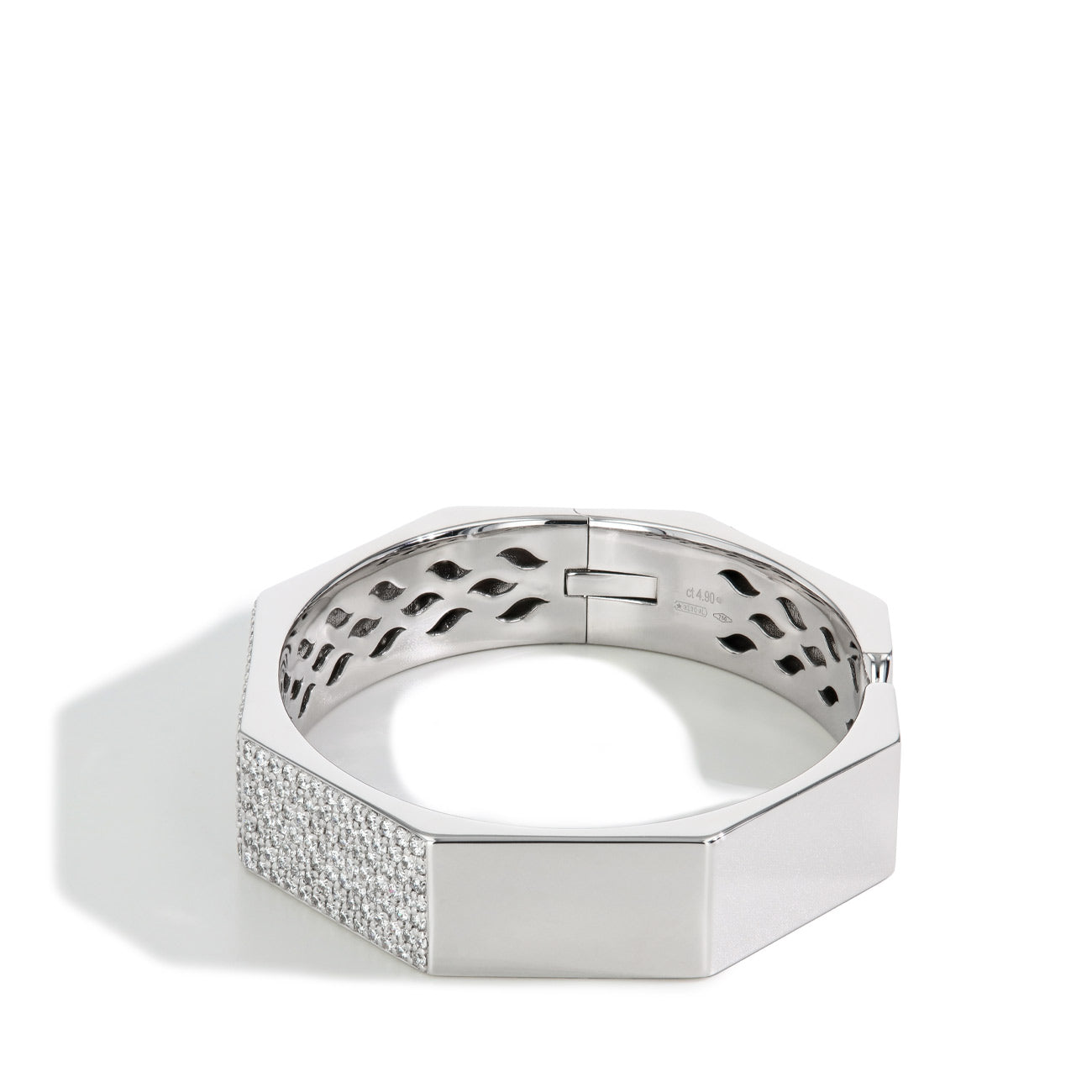 Wide Octagon Diamond Bangle Bracelet