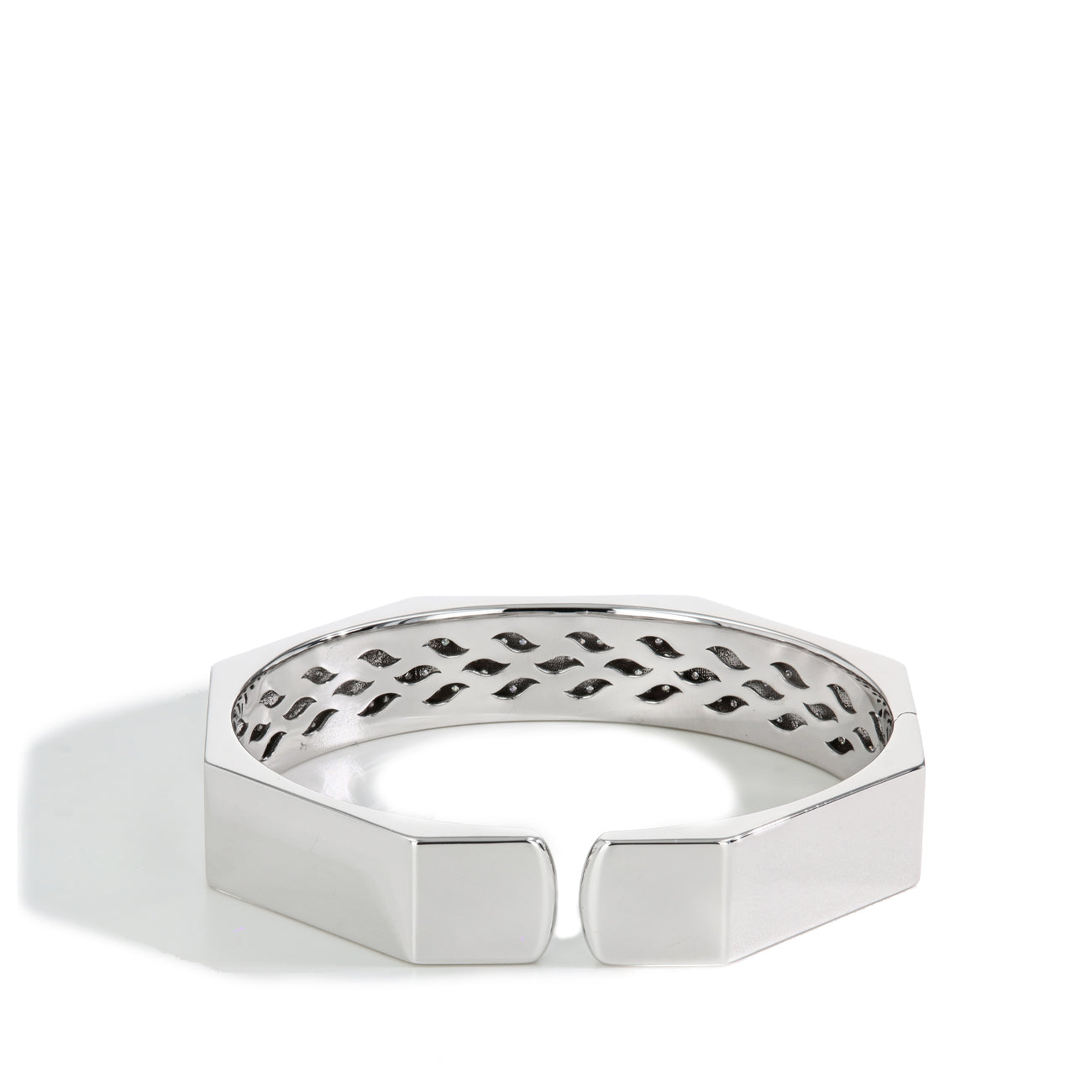 Wide Octagon Diamond Bangle Bracelet