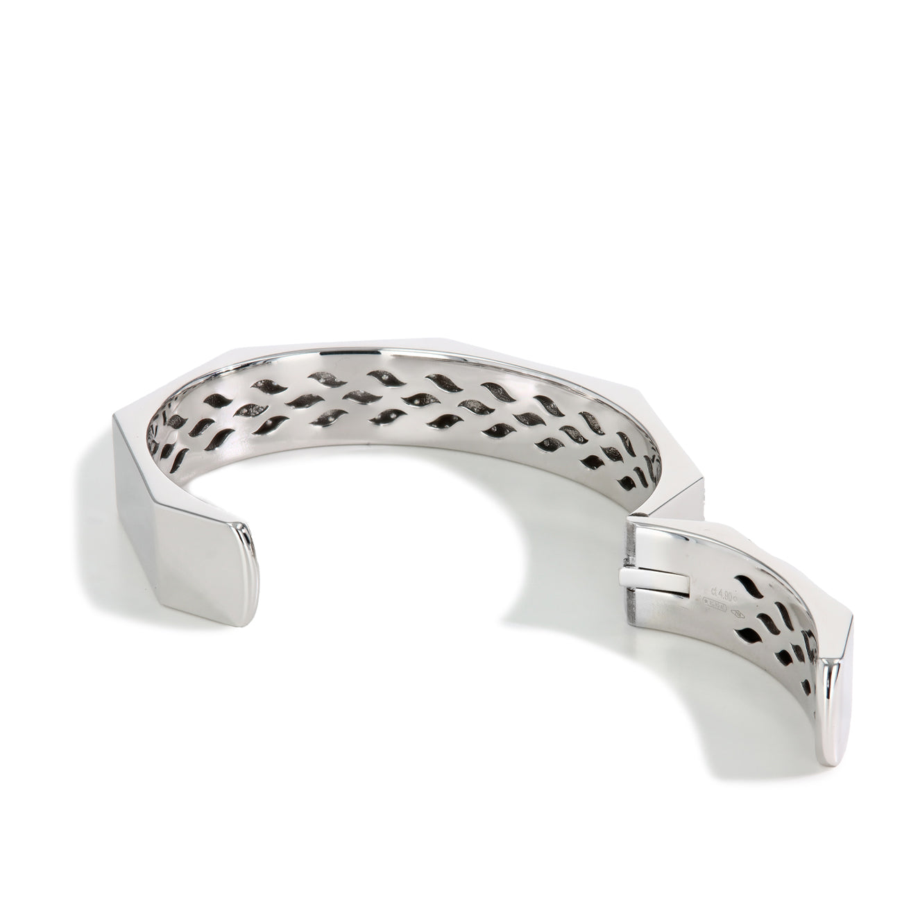 Wide Octagon Diamond Bangle Bracelet