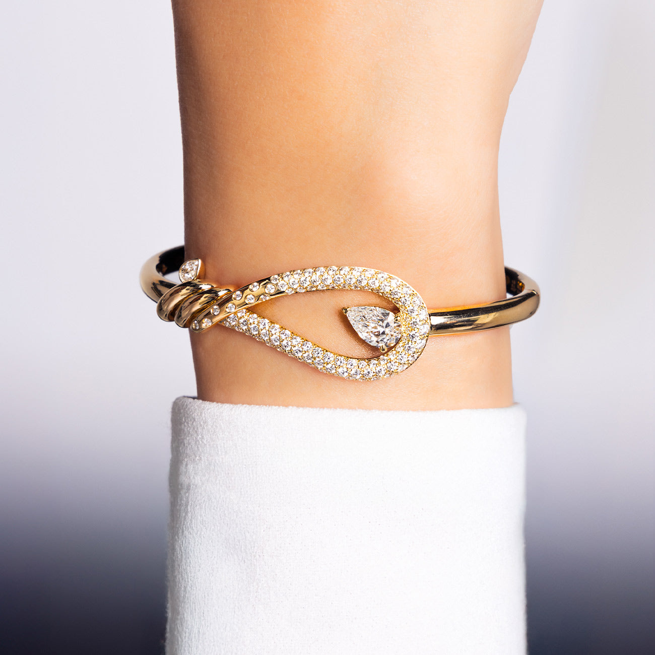 Diamond Pear Pave Bangle Bracelet