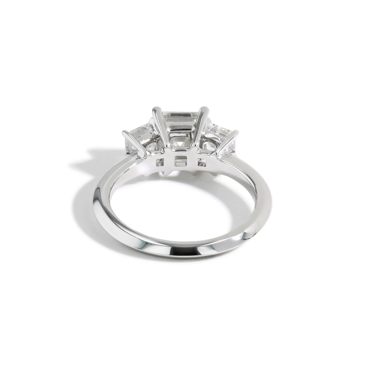 Three Stone Asscher Lab Grown Diamond Engagement Ring