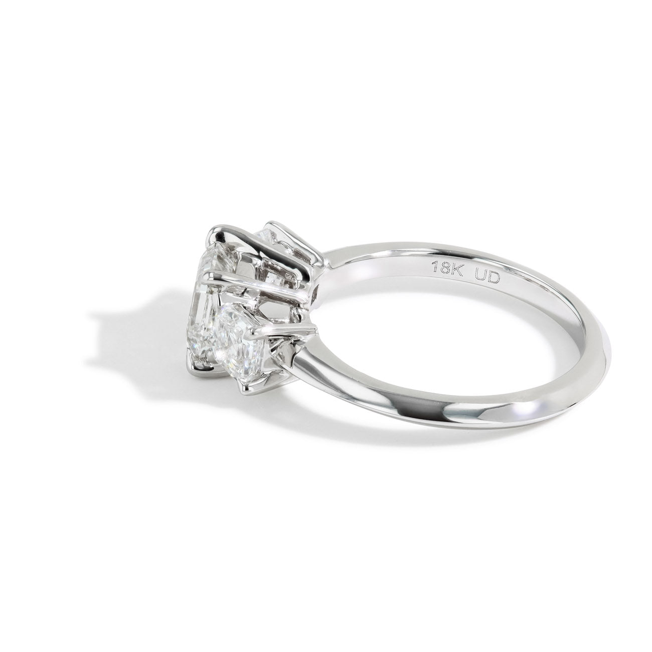 Three Stone Asscher Lab Grown Diamond Engagement Ring