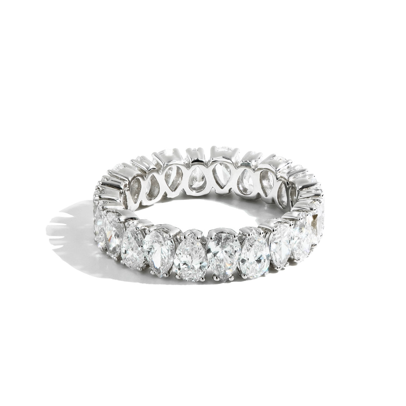 4.48 Carat Pear Shape Lab-Grown Eternity Band in 14K White Gold