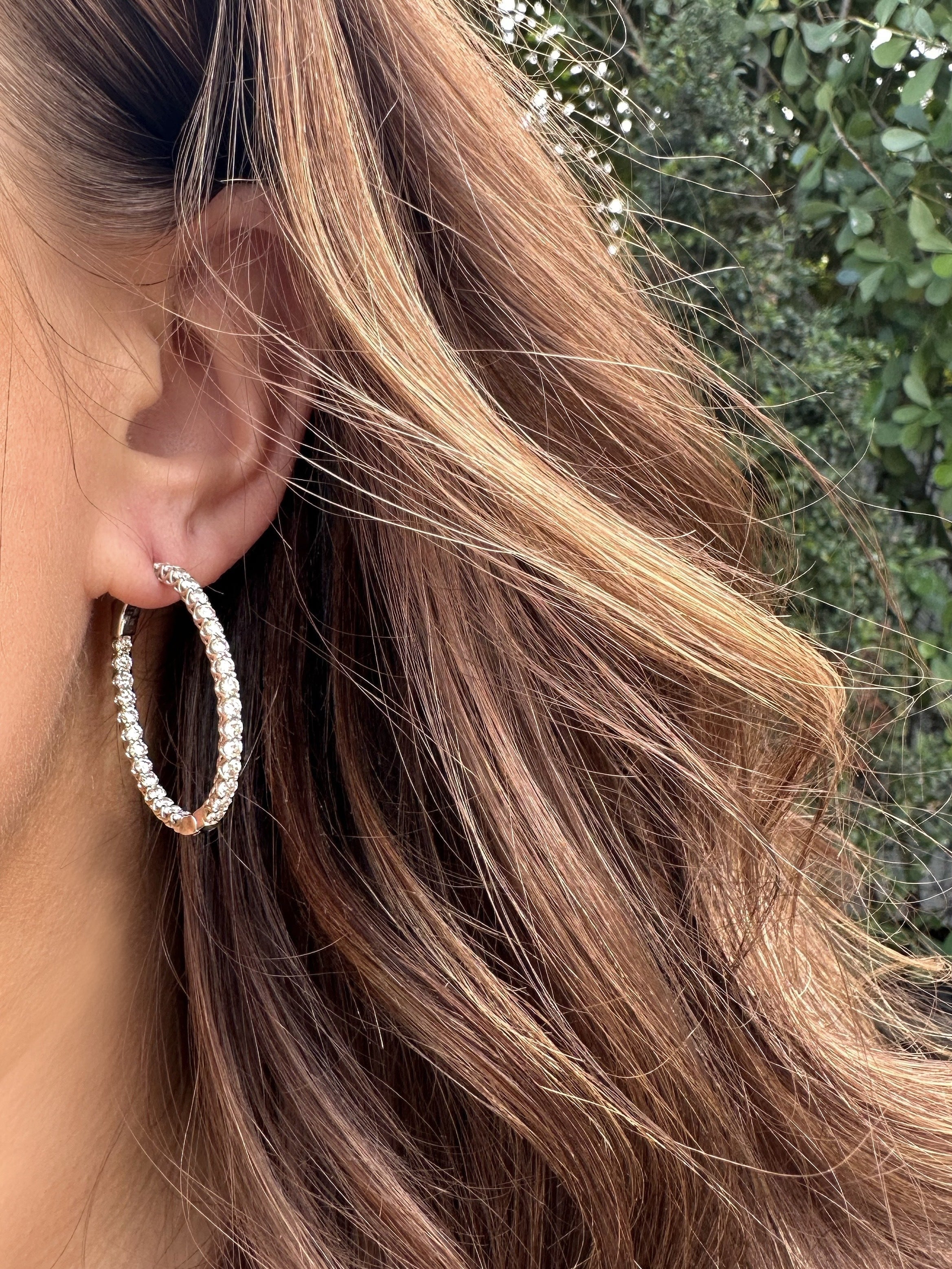 Oval Inside Out Round Diamond Hoops - 4 CTW