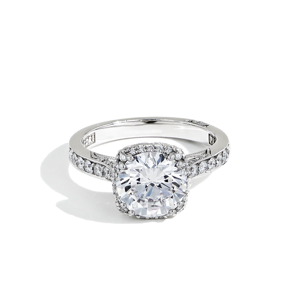 Tacori Dantela Round Halo Pave Diamond Engagement Ring Setting in Platinum