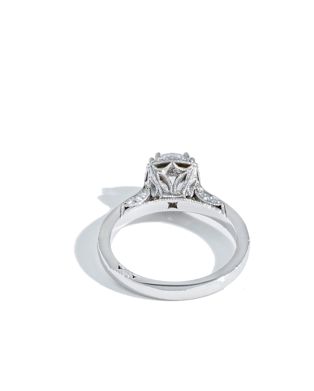 Tacori Dantela Round Solitaire Diamond Crown Engagement Ring Setting in Platinum