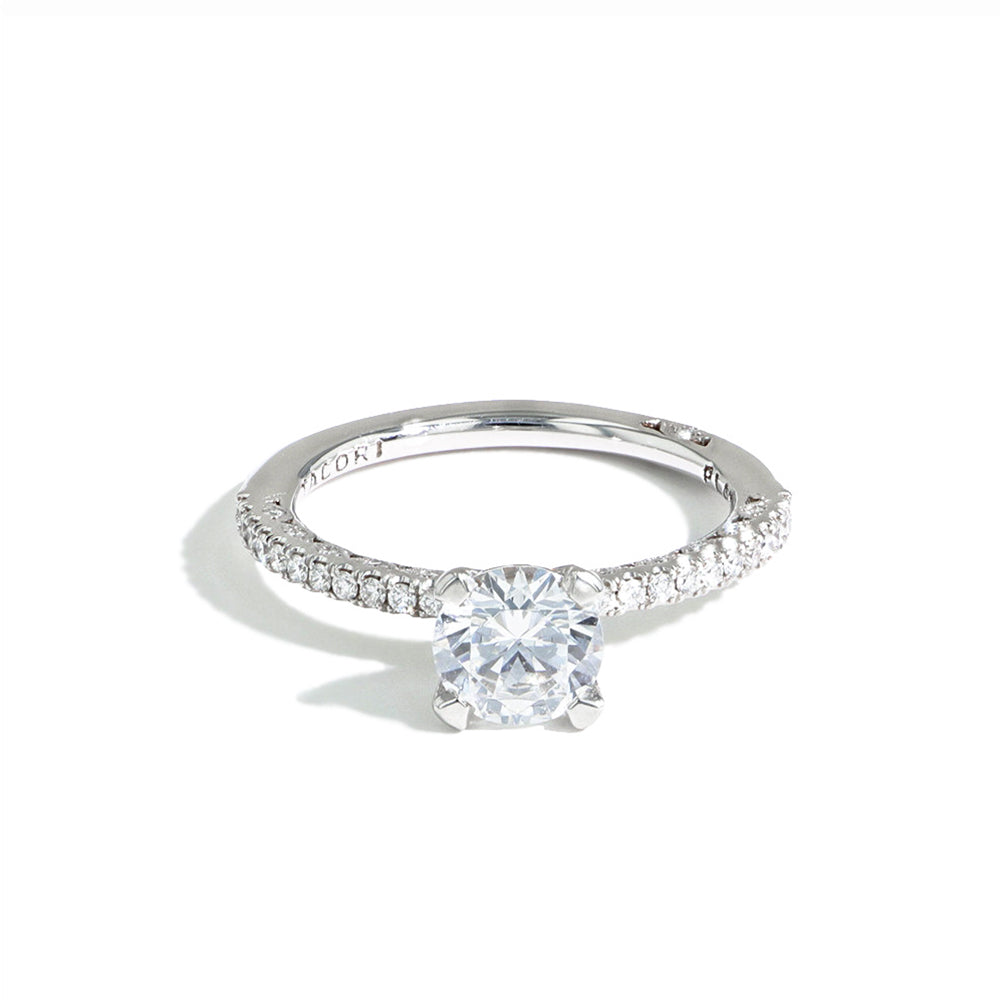 Tacori Petite Crescent Round Solitaire Pave Engagement Ring Setting