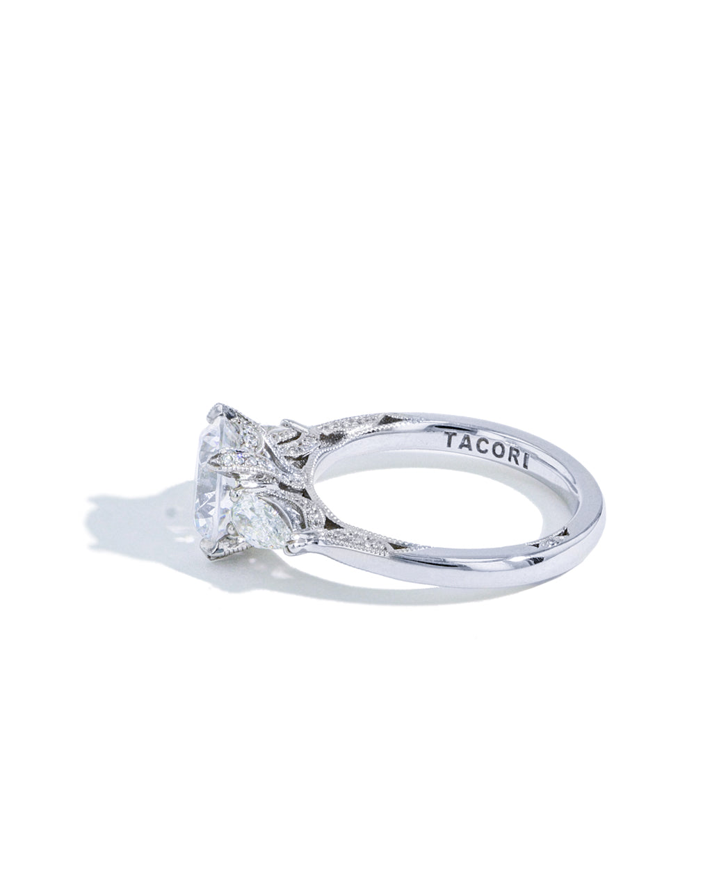 Tacori Royal T Round Side Stone Engagement Ring Setting in Platinum