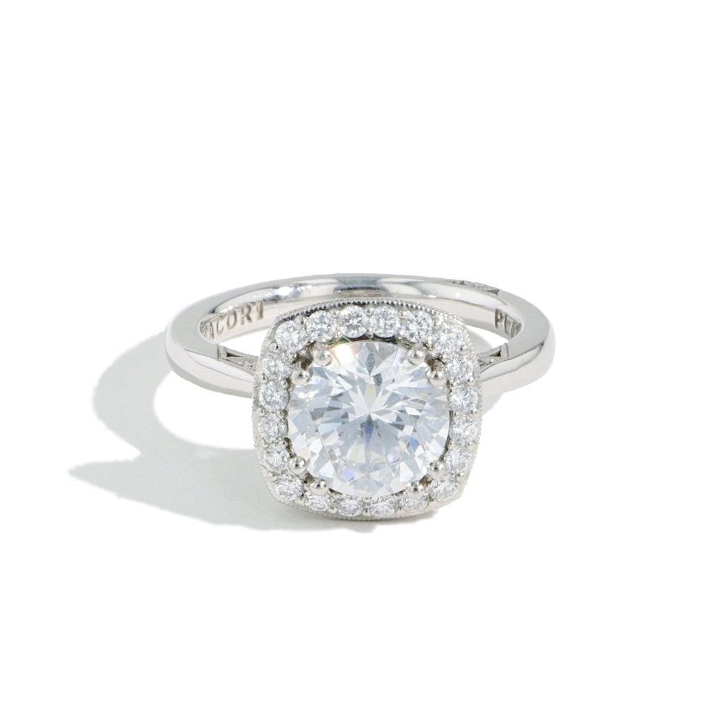 Tacori RoyalT Round Diamond Cushion Bloom with High Polish Band