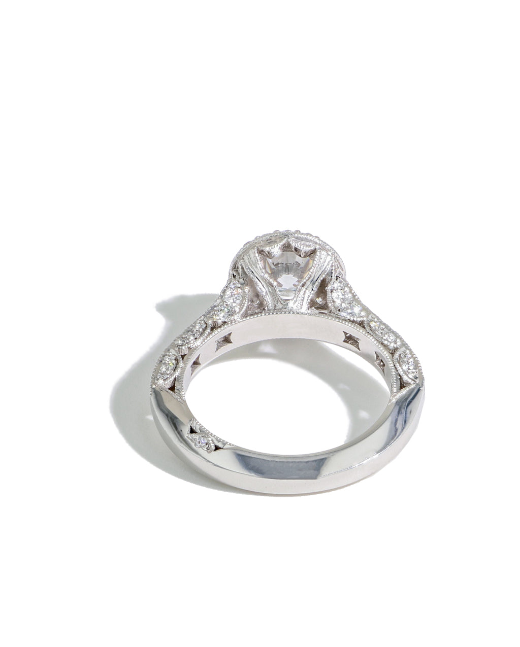 Tacori Classic Crescent Round Halo Diamond Engagement Ring Setting