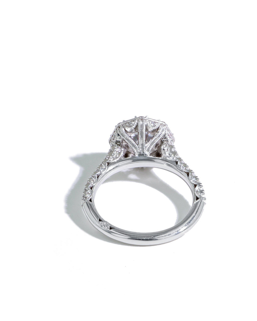 Tacori Petite Crescent Round Baguette Halo Diamond Engagement Ring Setting