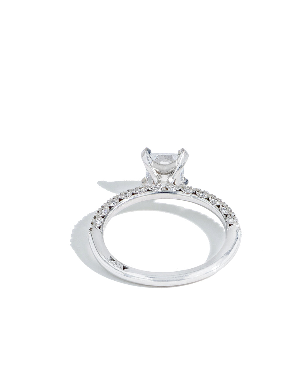 Tacori Petite Crescent Princess Solitaire Pave Engagement Ring Setting