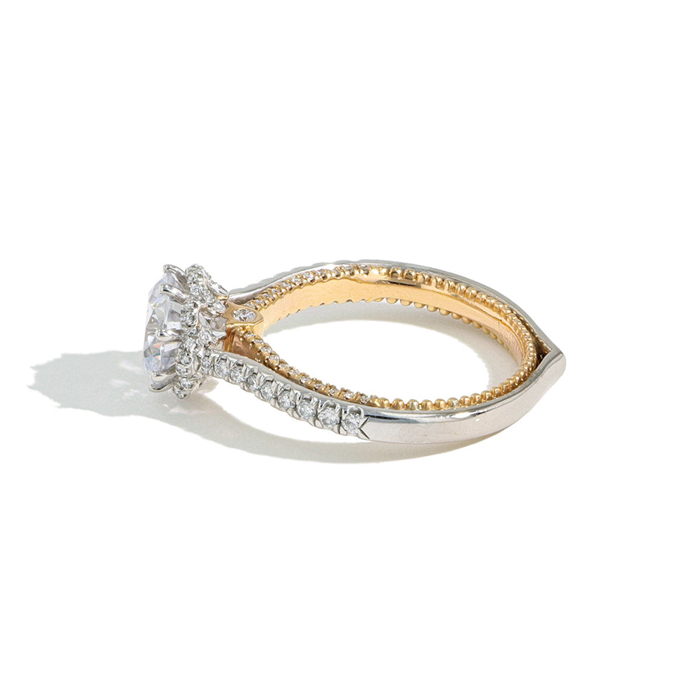 Verragio Couture Two Tone Round Flower Halo Engagement Ring Setting