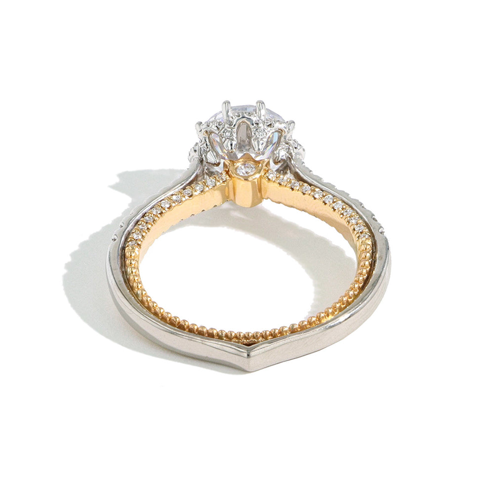 Verragio Couture Two Tone Round Flower Halo Engagement Ring Setting