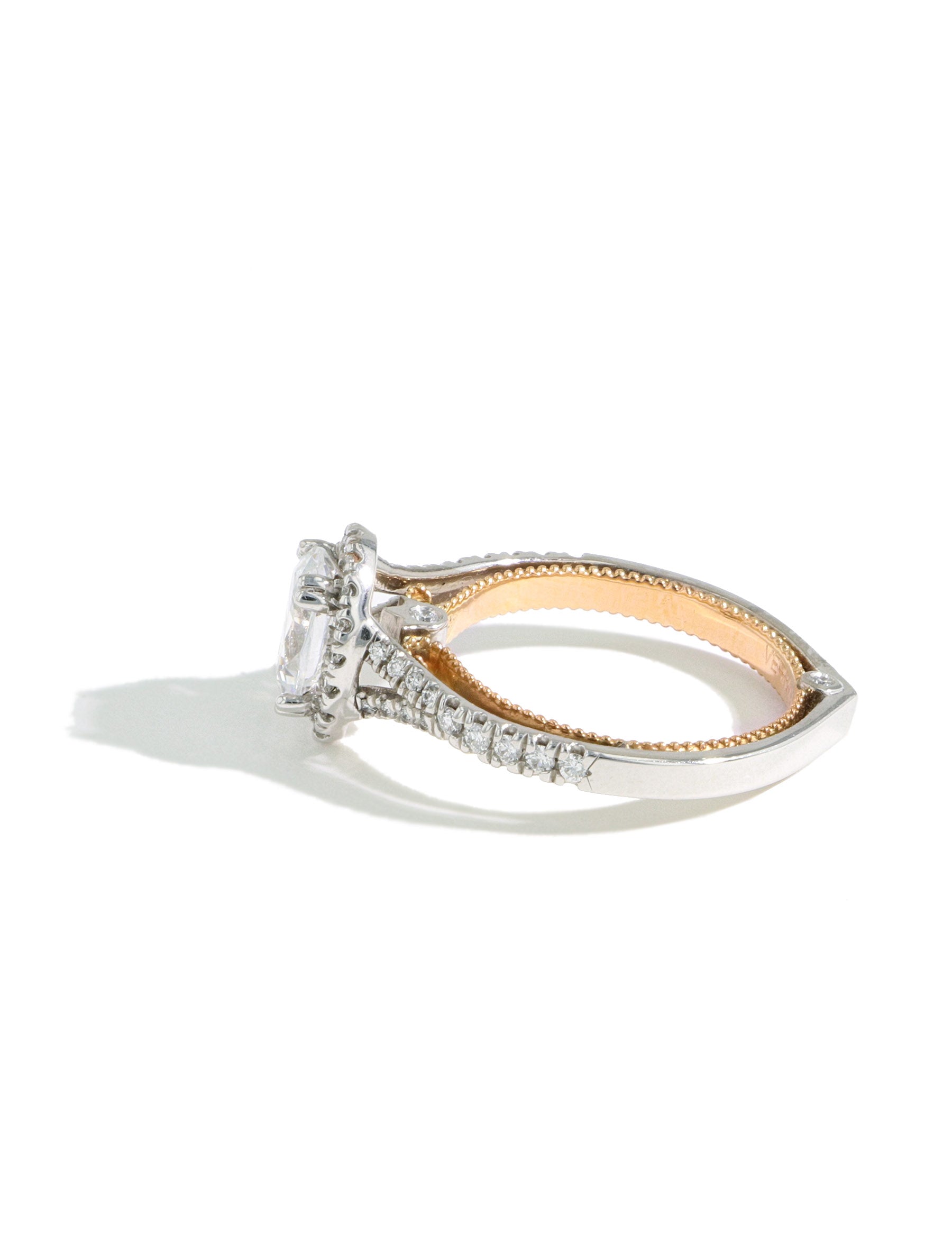 Verragio Couture Two Tone Oval Halo Engagement Ring Setting