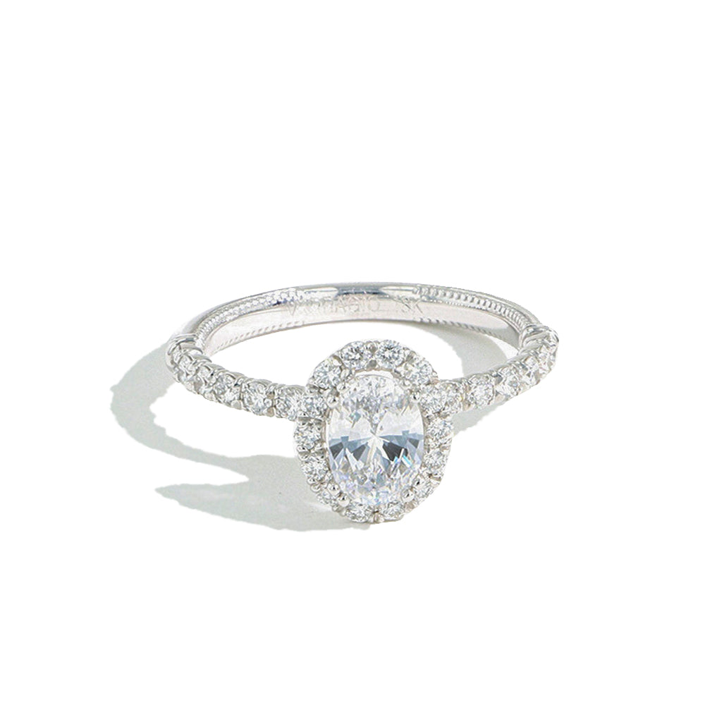 Verragio Classic Oval Halo Pave Engagement Ring Setting in White Gold