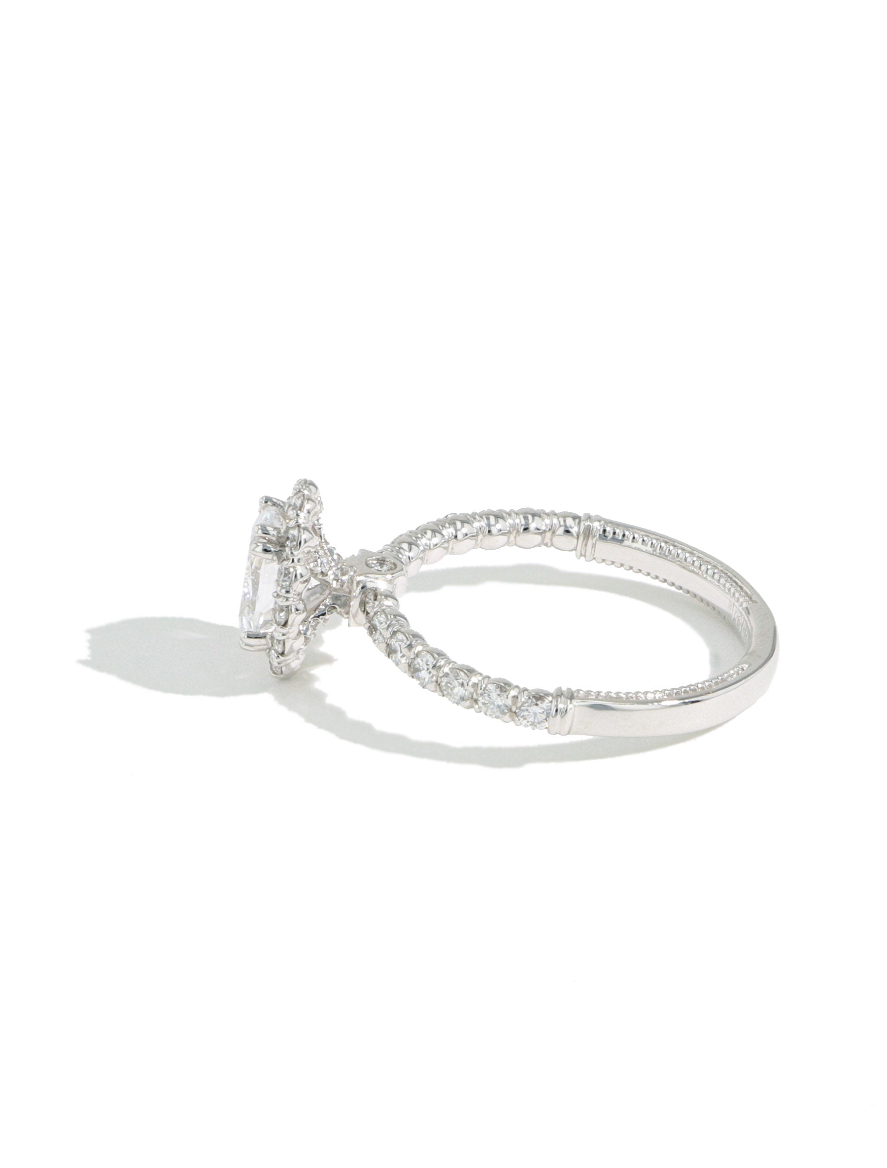 Verragio Classic Oval Halo Pave Engagement Ring Setting in White Gold