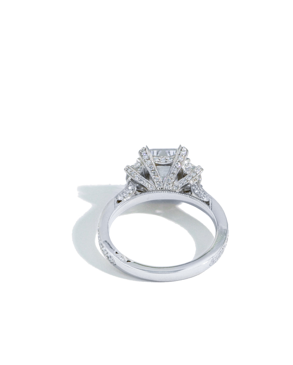 Tacori RoyalT Cadillac Three Stone Emerald Cut Engagement Ring