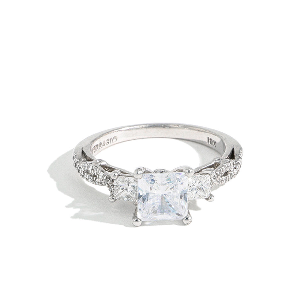 Verragio Insignia Three Stone Princess Cut Vintage Engagement Ring Setting
