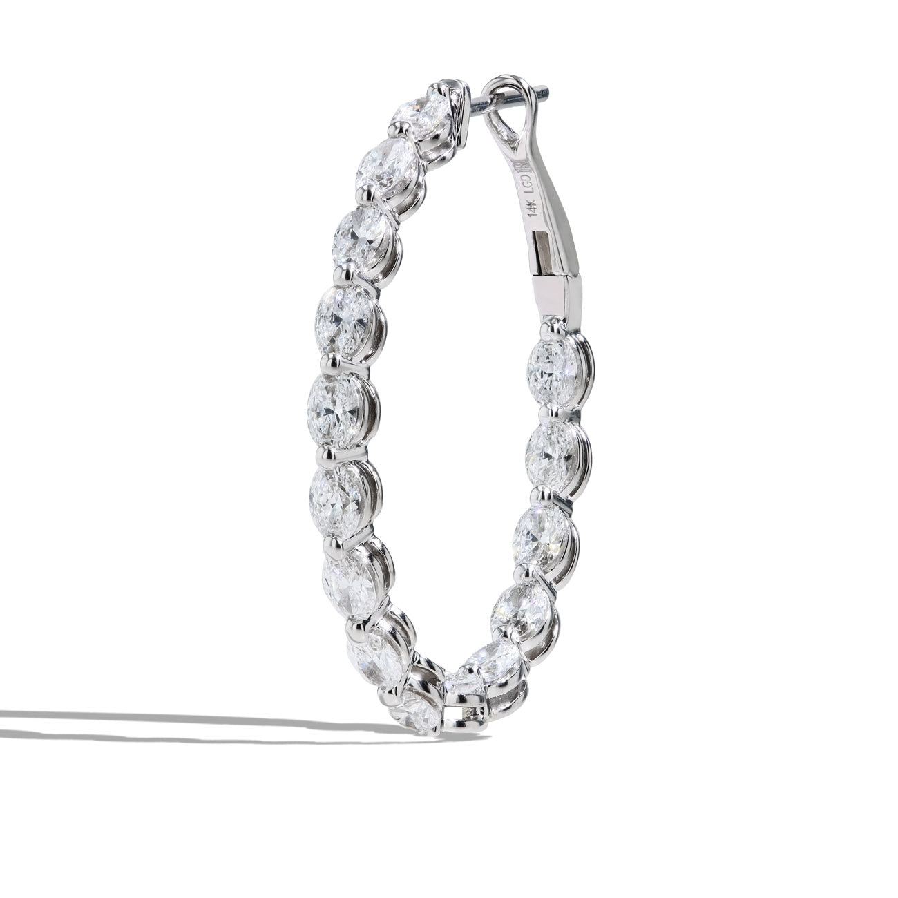 4.04 Carat Oval Lab Grown Diamond Hoop Earrings