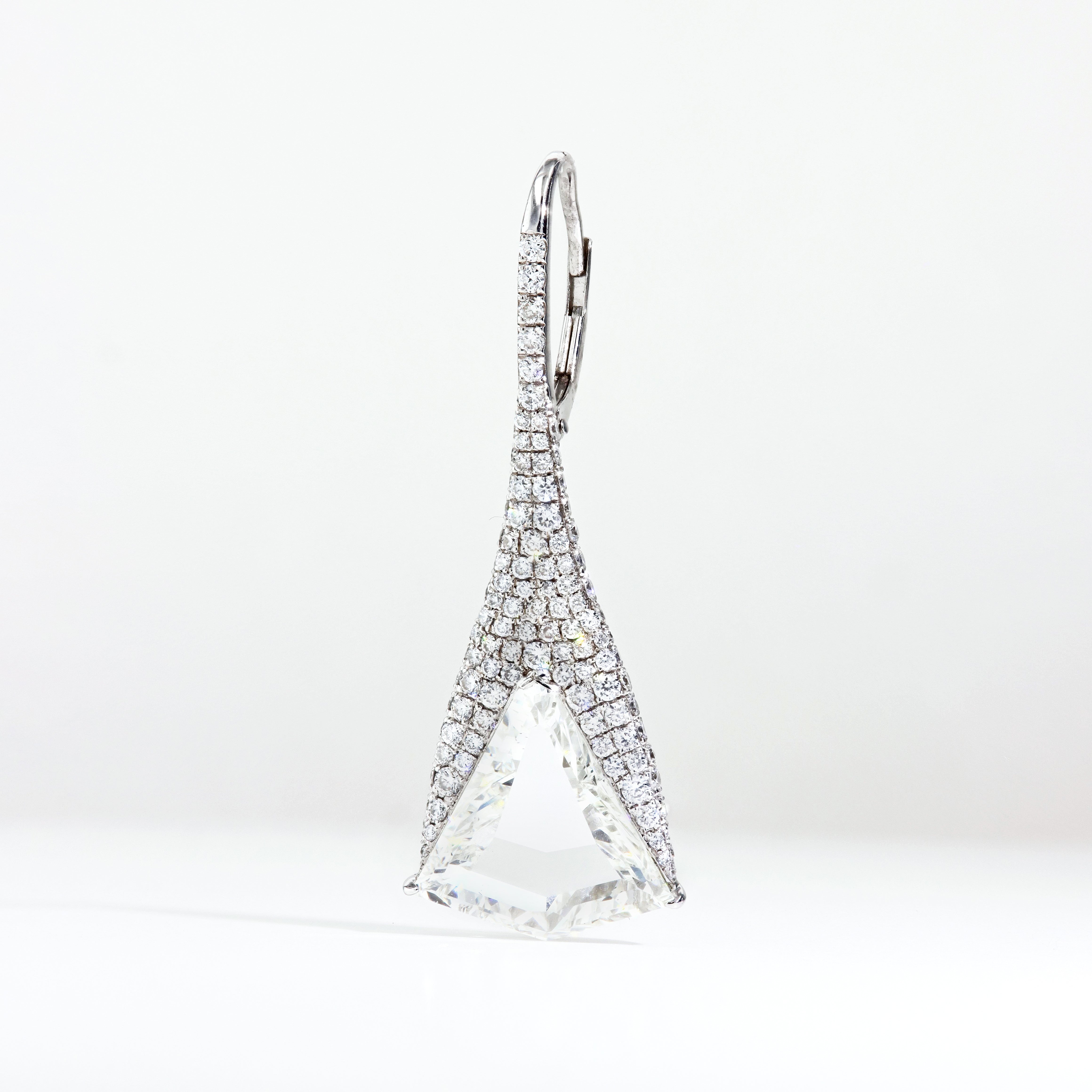 Shield Diamond Drop Earrings in Platinum