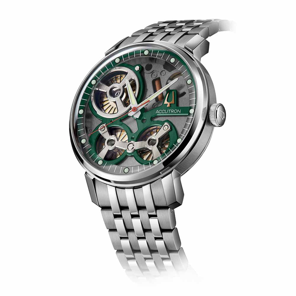 Accutron Electrostatic Spaceview Smoke Gray on Steel Bracelet