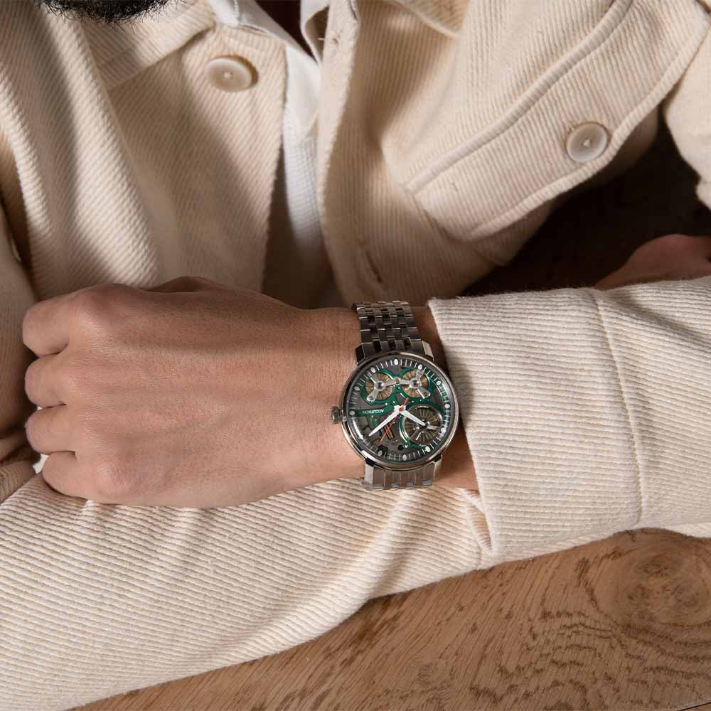 Accutron Electrostatic Spaceview Smoke Gray on Steel Bracelet