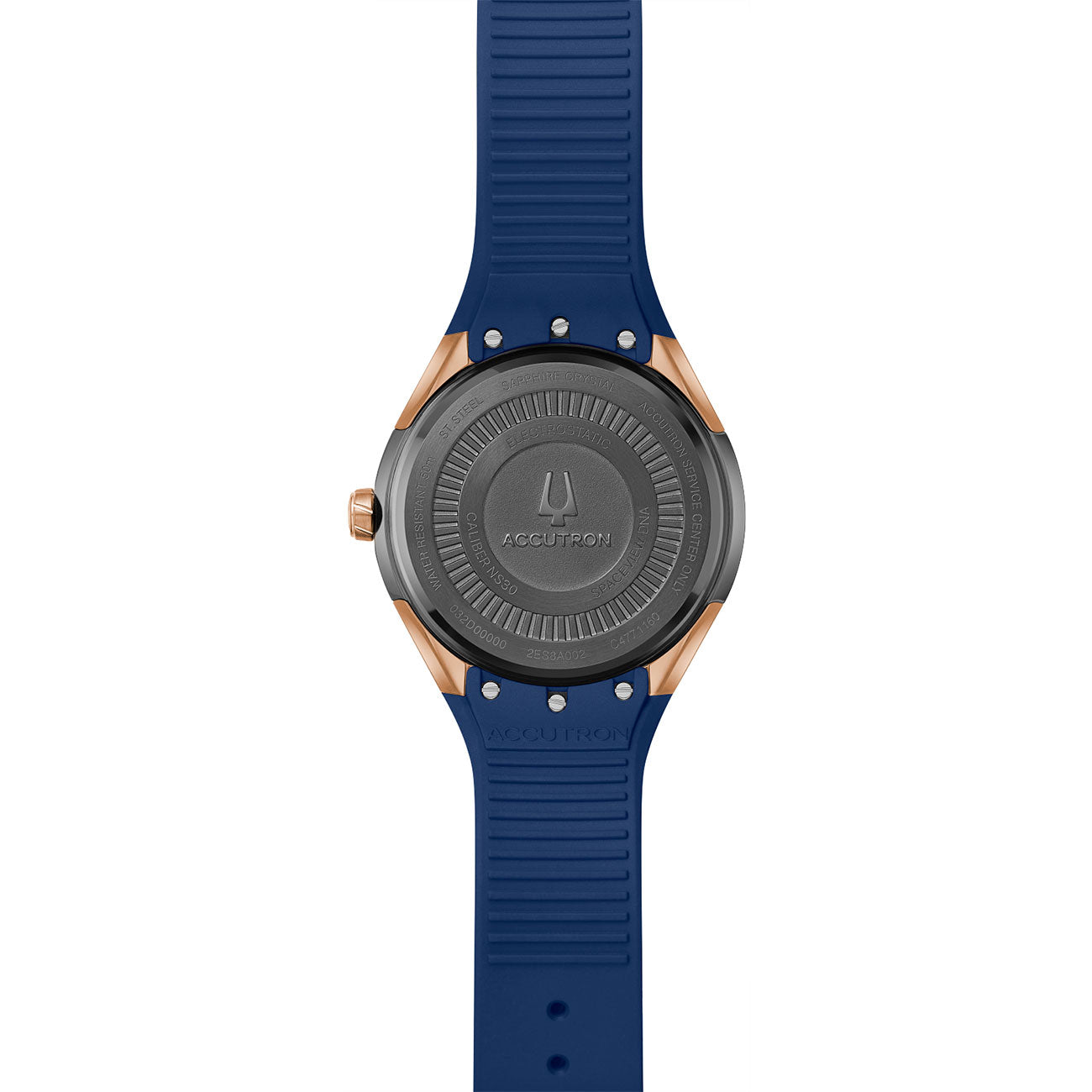 Accutron DNA Electrostatic Grey Dial Watch on Blue Rubber Strap - Rose Tone