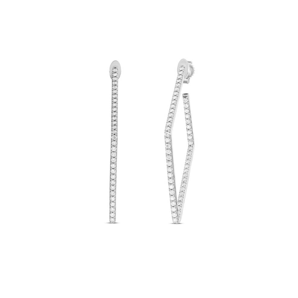 Roberto Coin Square Diamond Hoop Earrings