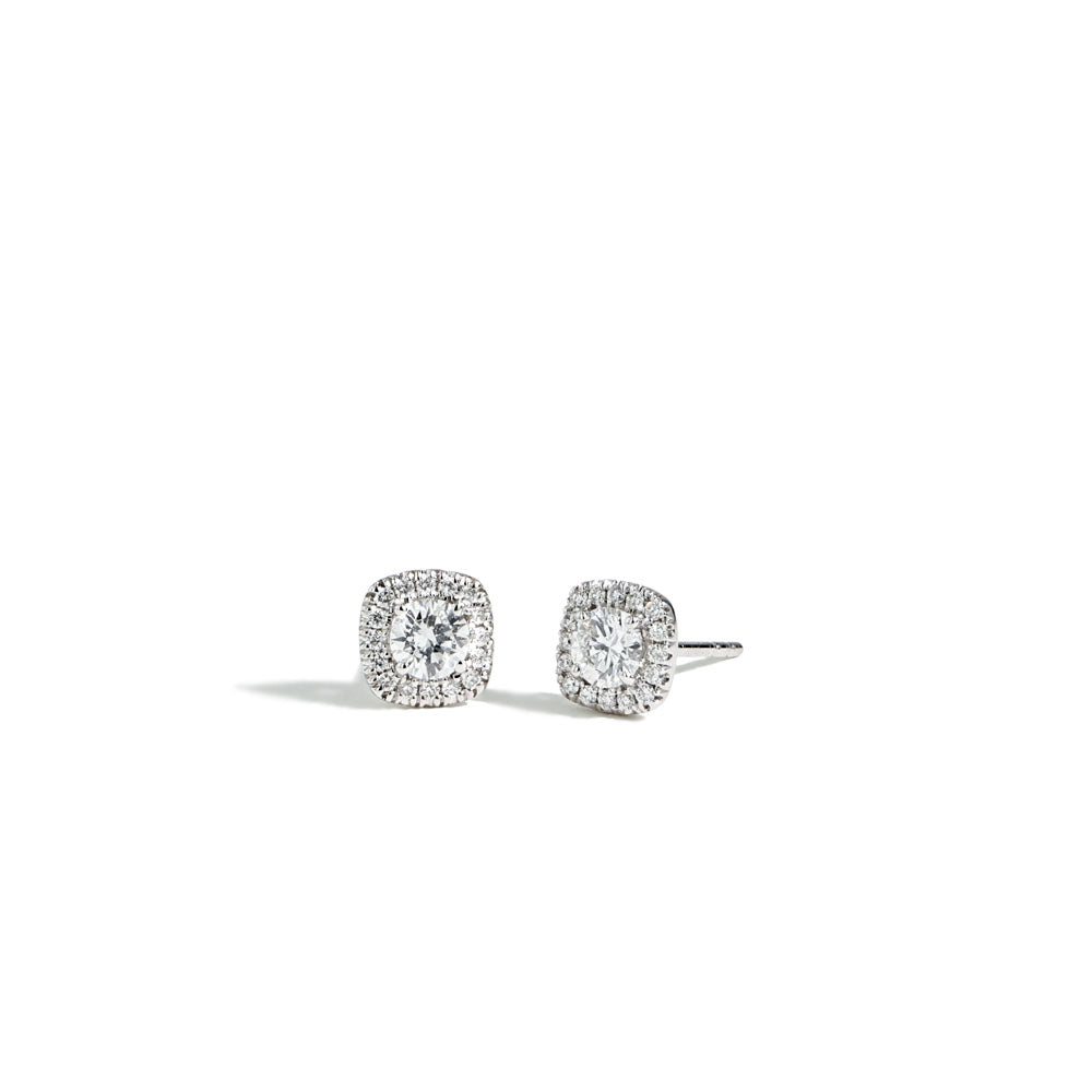 Private Label Diamond Cushion Halo Stud Earrings - .50 ctw