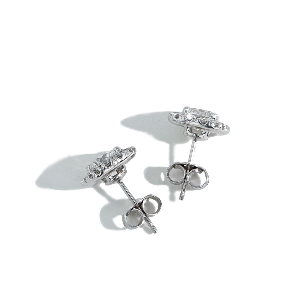 Private Label Diamond Cushion Halo Stud Earrings - 1.50 ctw